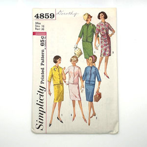 Simplicity Vintage 1960's Pattern #4859  Junior Misses Skirt and Jacket Size 16